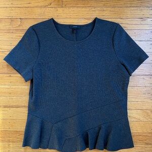 J.Crew Gray Peplum Top Short Sleeve Work Casual Women's M